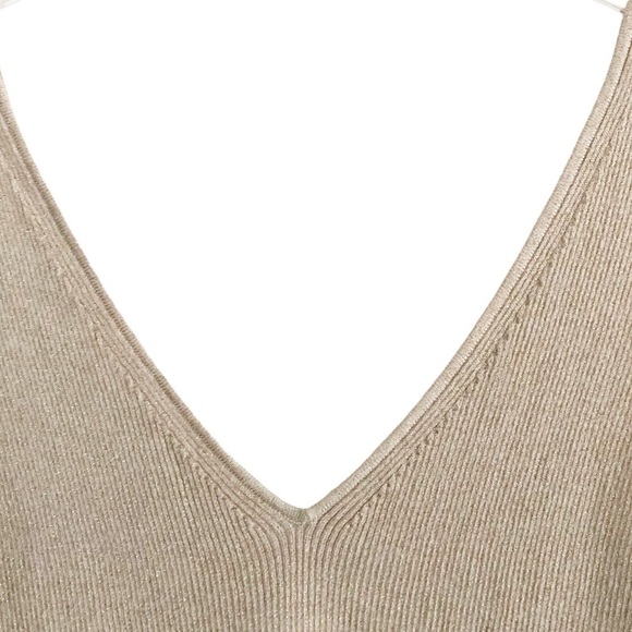 Ted Baker Niyalia V-neck Ribbed Tank Natural Metallic Size US 14 NWT - Picture 6 of 15